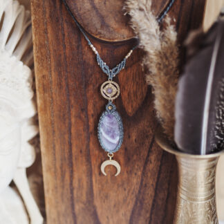 Talizman z lunulą - ametyst & ametyst