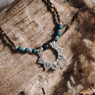 Lotos z ametystem i chryzokolą