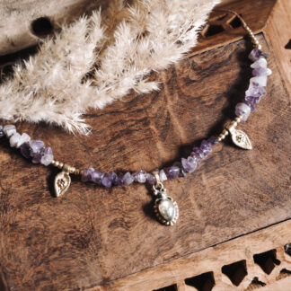 Ametystowy naszyjnik z zawieszką z labradorytem